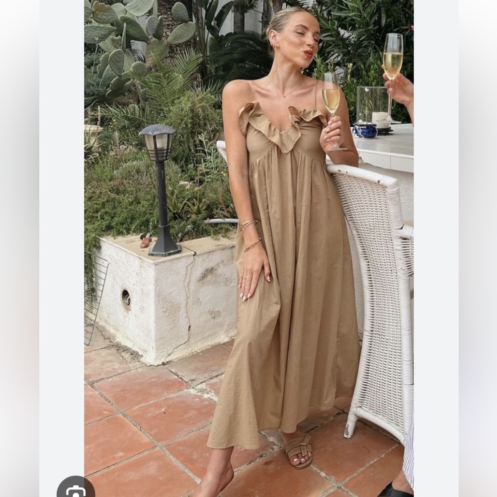 H&M Strapless Tan Maxi Dress